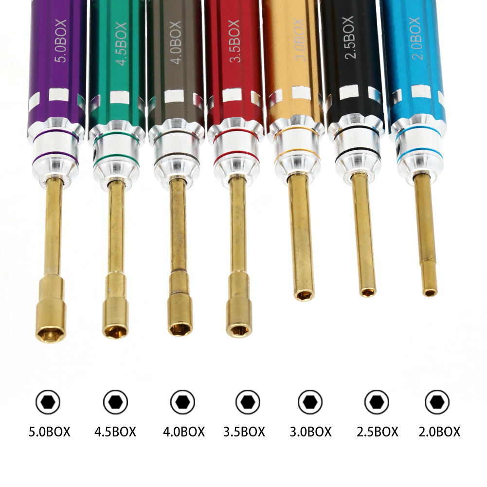 Rc Hobby Electric Screwdriver - 7PCSショートハンドルRC六角ドライバーナットドライバー＆プラスドライバーツールセットアレンレンチソケットツールRCミニカー用