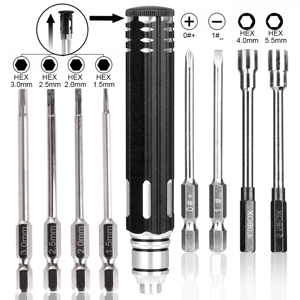 Rc Hobby Electric Screwdriver - 8 in 1ドライバー趣味ハードウェア修理ツールキットrc車のドローン飛行機六角形スペインのソケット六角h1.5 h2.0 h2.5 h3.0