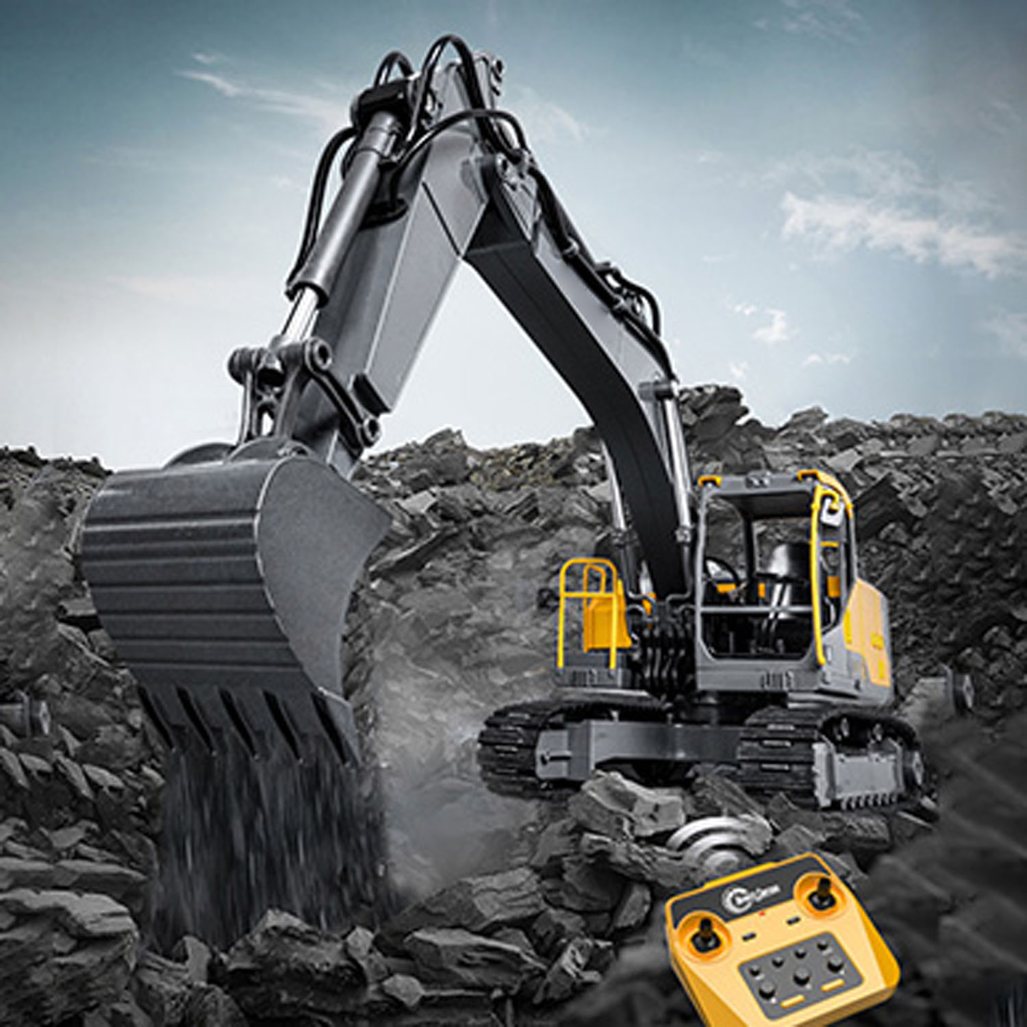 Rc Hobby Excavator - 1/16 DoubleE E598 003 電動リフティングRCショベルカー メタル2アーム