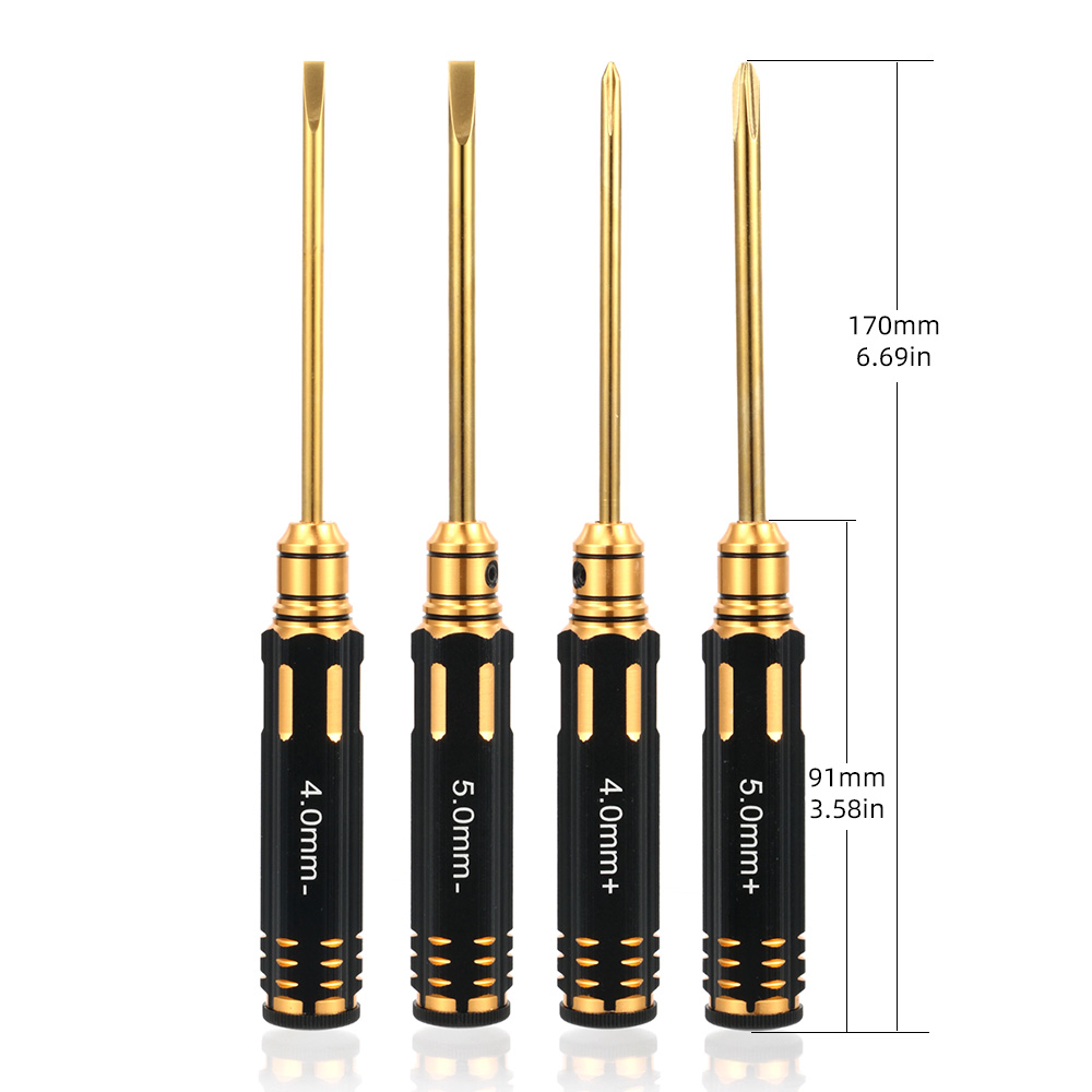Rc Hobby Electric Screwdriver - 4個入り RC ヘックスドライバーセット チタン製六角レンチ 4.0mm+/ 4.0mm-