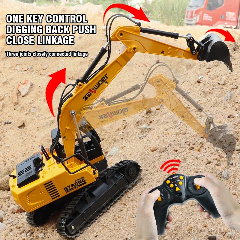 Rc Hobby Excavator - Huina Rc ショベル 1/24 9Ch リモートコントロールカートラックモデルカーのおもちゃ合金プラスチックシミュレーション建設車両男の子子供用