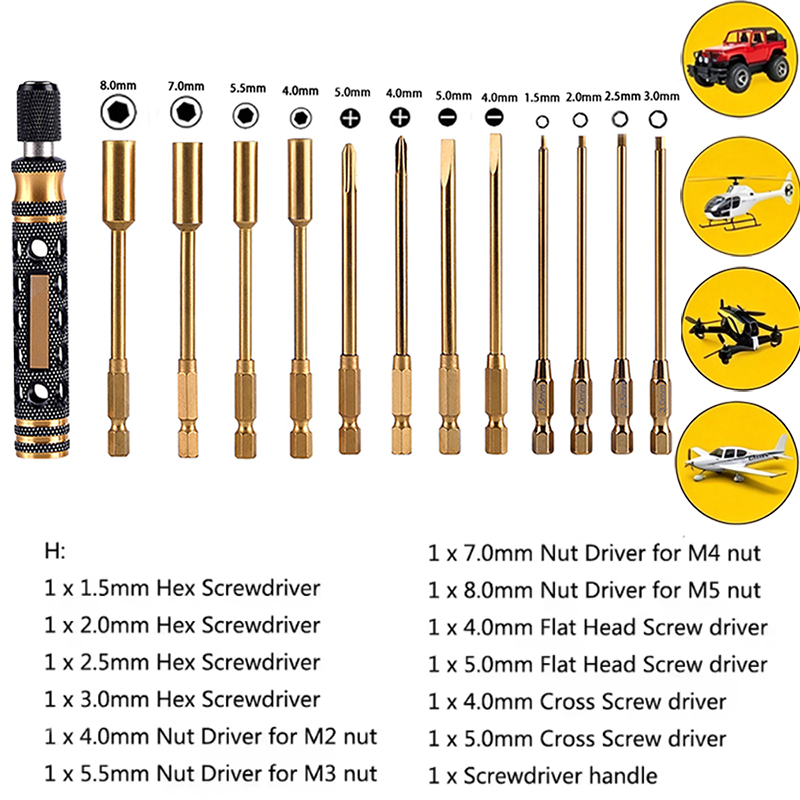 RC メタル六角ドライバーセット 1.5mm 2.0mm 2 - Rc Hobby Electric Screwdriver のレビューと価格