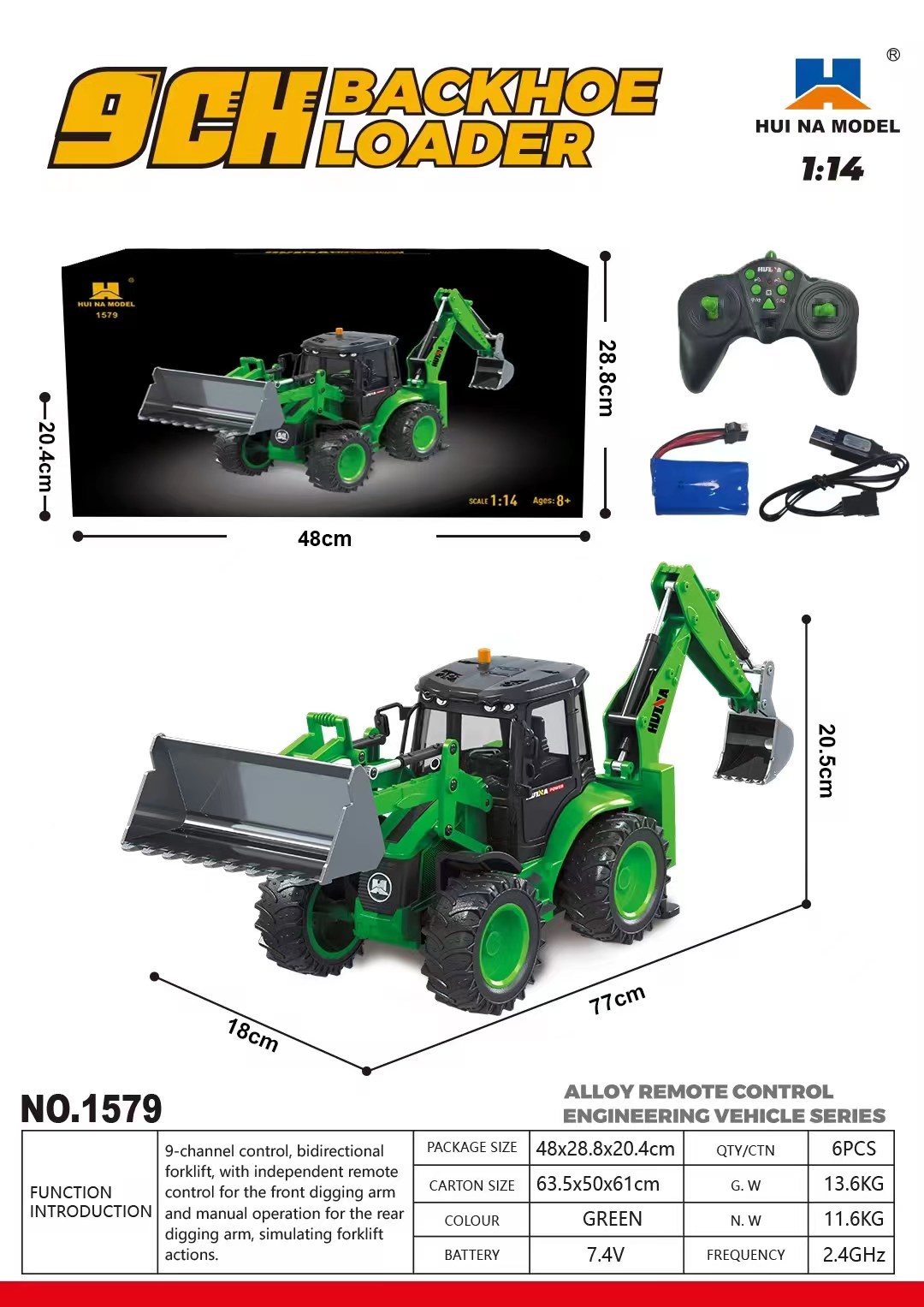 米国販売 HUINA 1/14 1579 ラジコンバックホー - Rc Hobby Excavator のレビューと価格